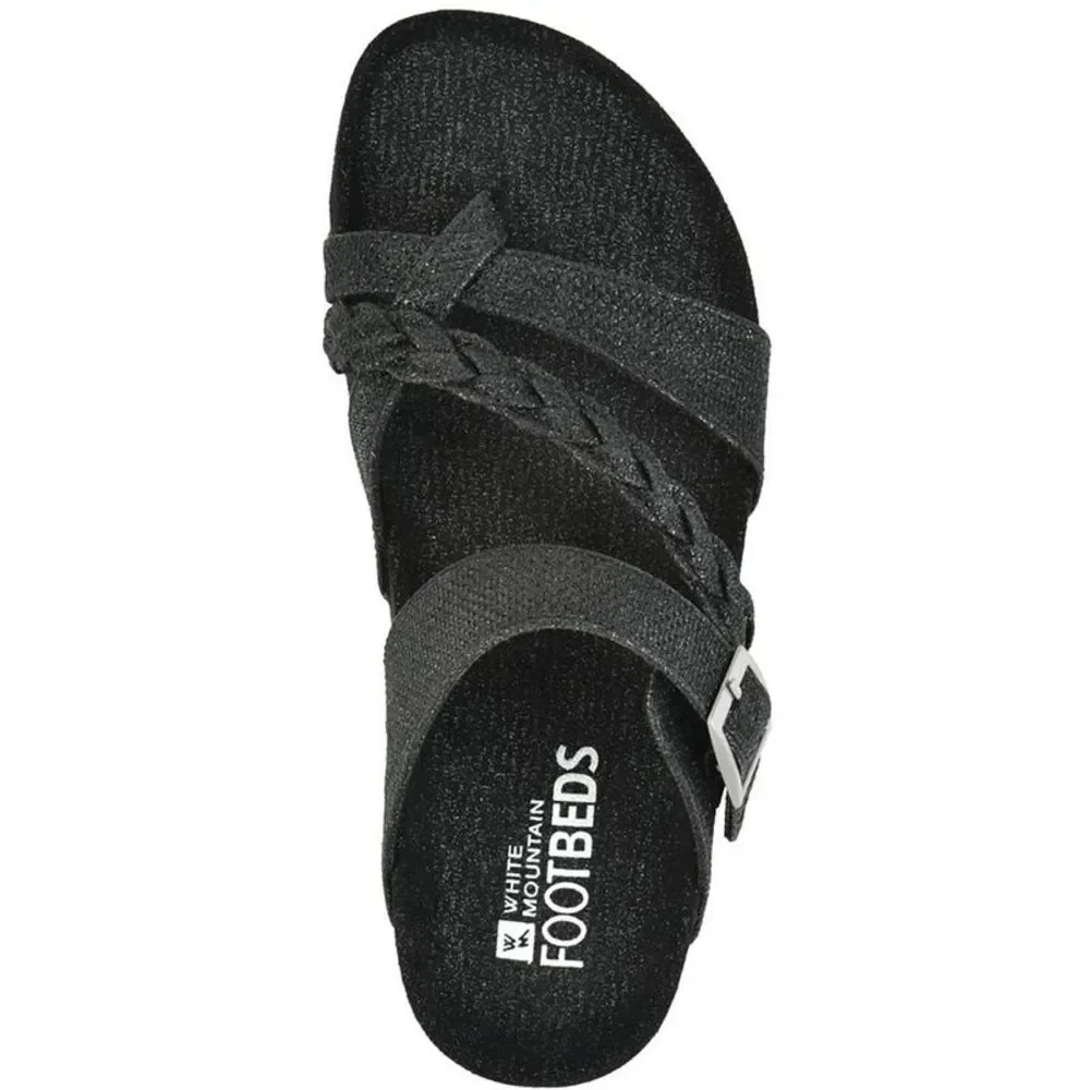 White Mountain Womens Hazy Black Glitter Slip On Slide Sandals Shoes NWT_3
